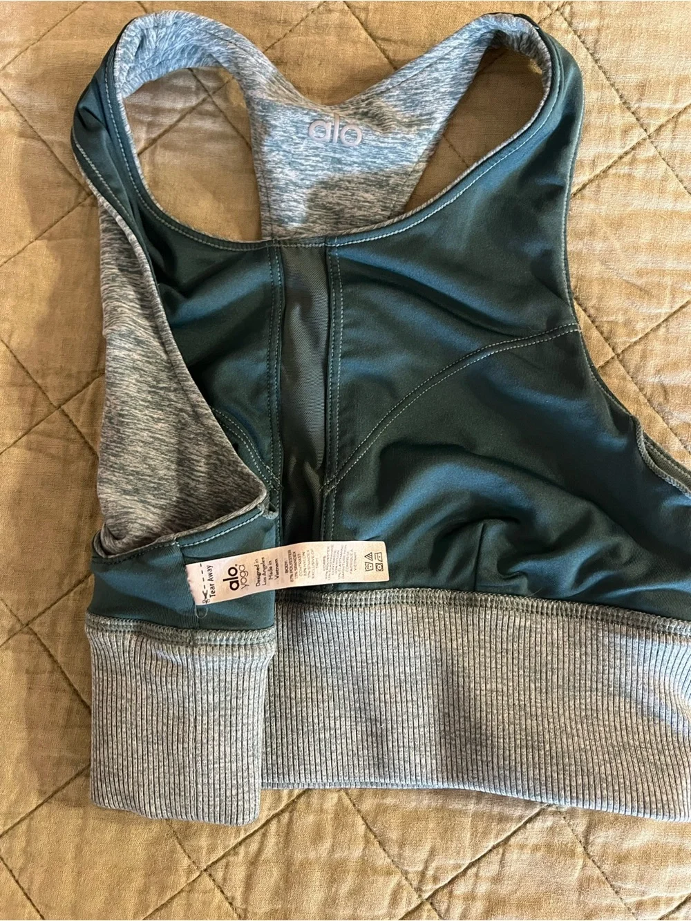 ALO Yoga Blue/Gray Heather Racerback Sports Bra